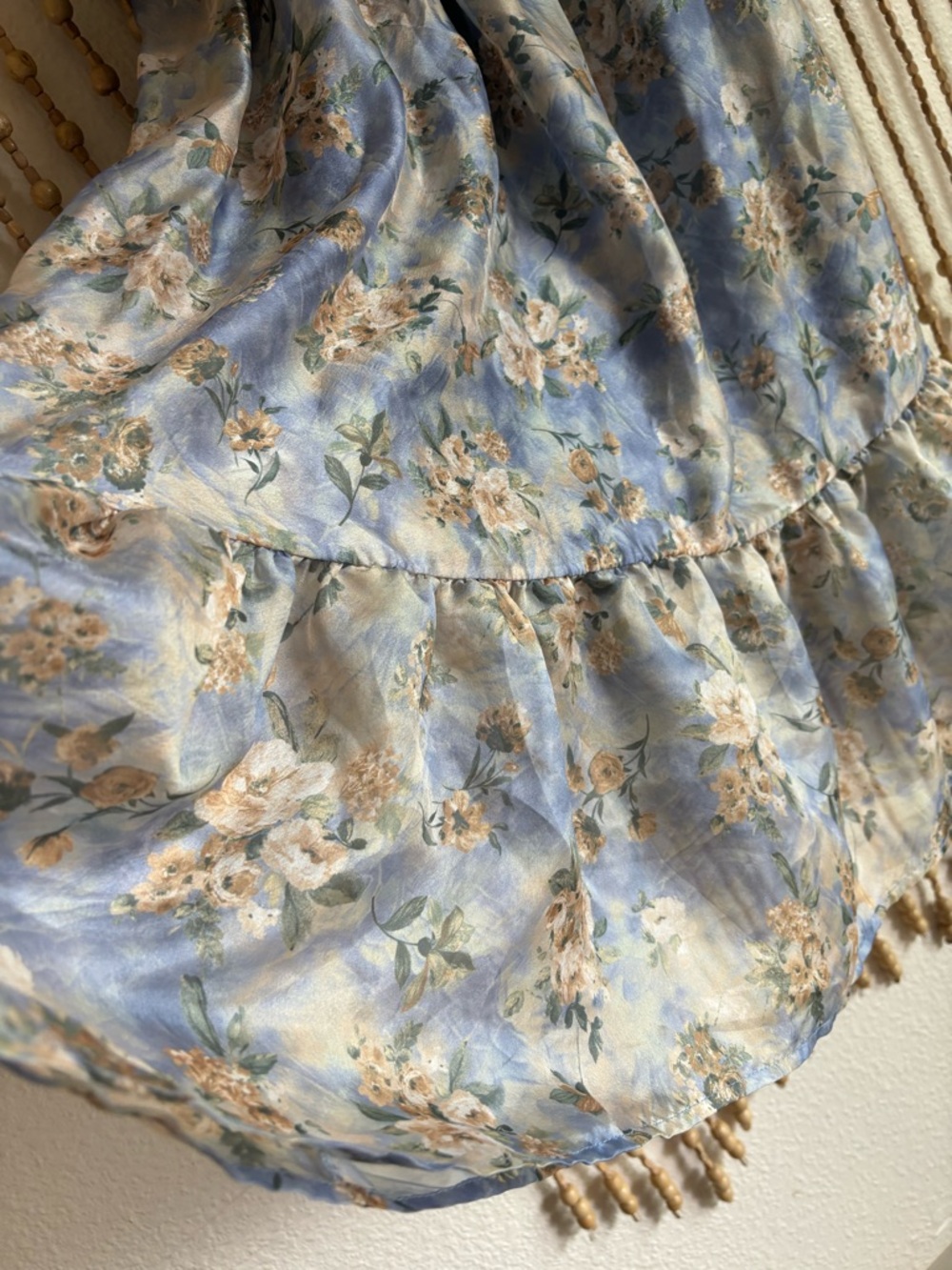 NWOT Romantic Vintage Floral Boho Light Blue Floral Chiffon Ruffle Flowy Dress - Picture 2 of 7